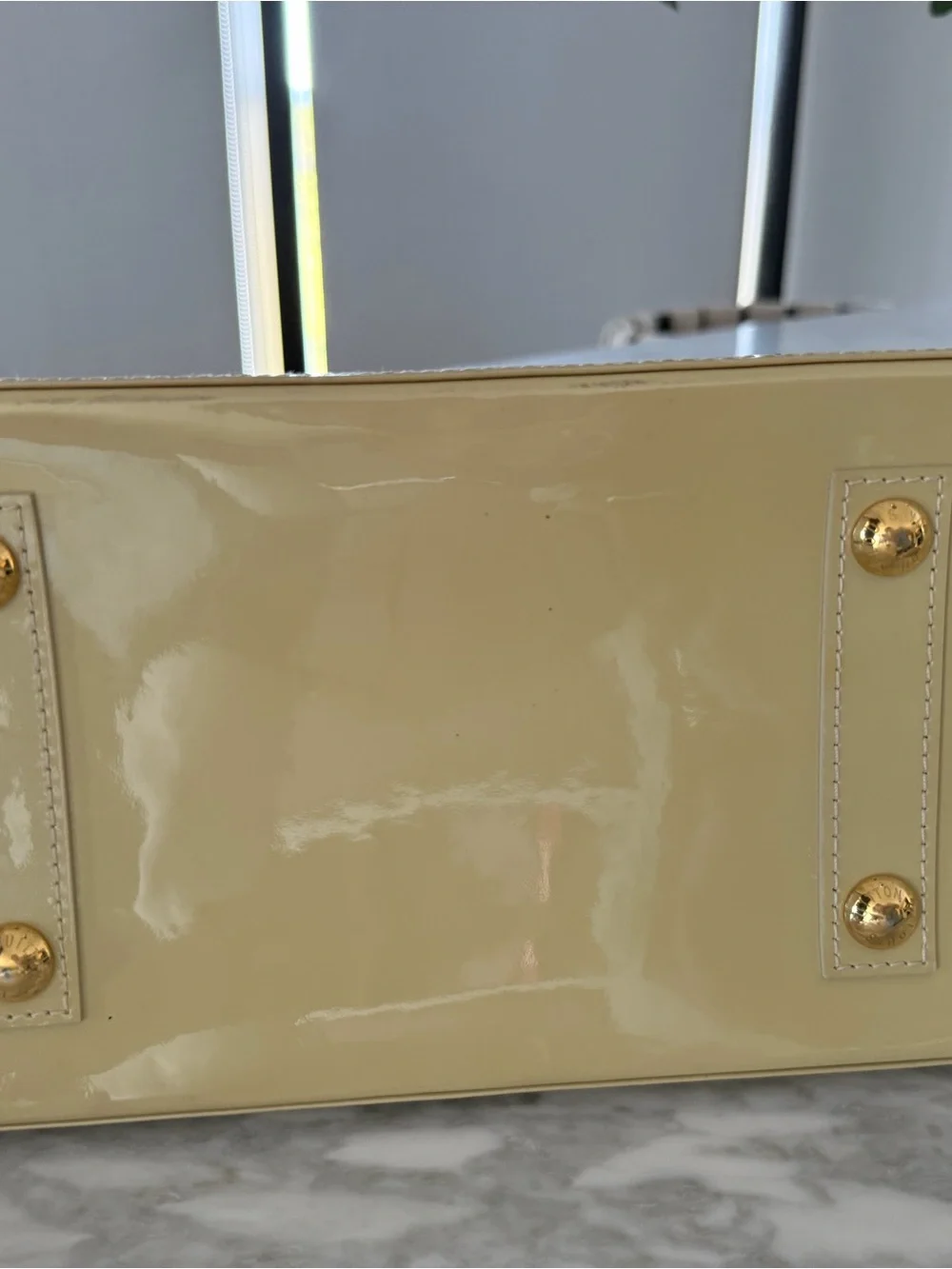 Louis Vuitton Alma Monogram Vernis Ivory Cream Patent Leather